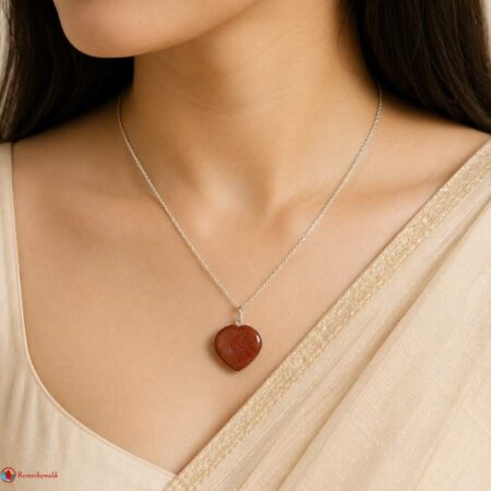 Red Goldstone Frame Heart Shape Pendant