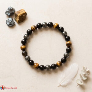 Tiger's Eye, Hematite & Black Obsidian Combination Bracelet 8mm