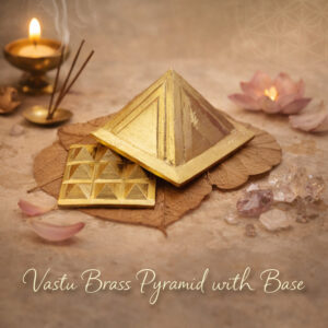Vastu Brass Pyramid with Base 9 Pyramid Plate Brass Pyramid Set 2.5 Inch