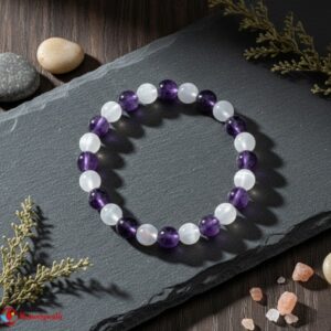 Selenite Amethyst Combination Bracelet 8mm