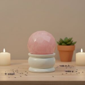 Rose Quartz Diamond Cut Sphere Ball