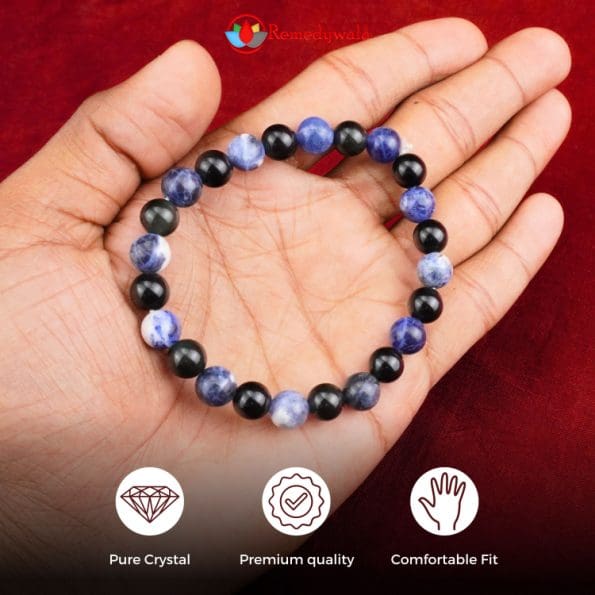 Sodalite Black Obsidian Combination Bracelet 8mm
