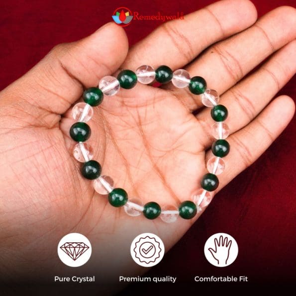 Green Jade Clear Quartz Combination Bracelet 8mm