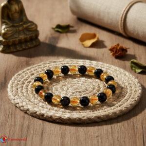 Citrine Black Obsidian Combination Bracelet 8mm