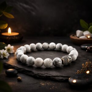 White Howlite Bracelet With Buddha Charm