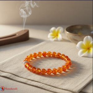 Synthetic Amber Bracelet 8mm With Ring Charm
