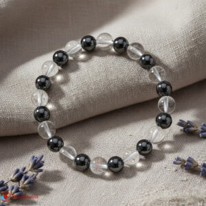 Hematite Clear Quartz Combination Bracelet 8mm