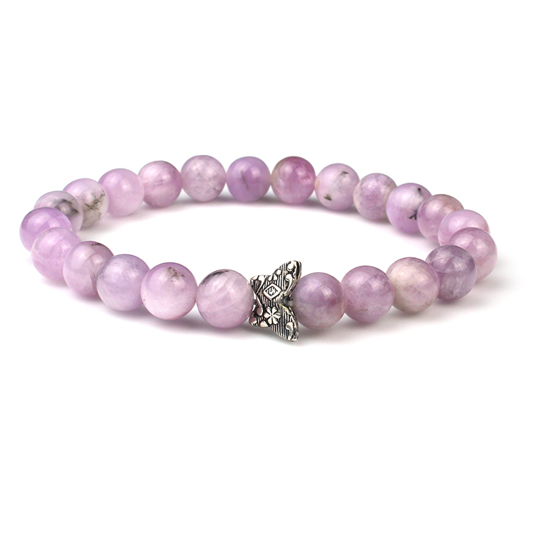 Kunzite Bracelet With Silver Charm Remedywala Remove Negatives