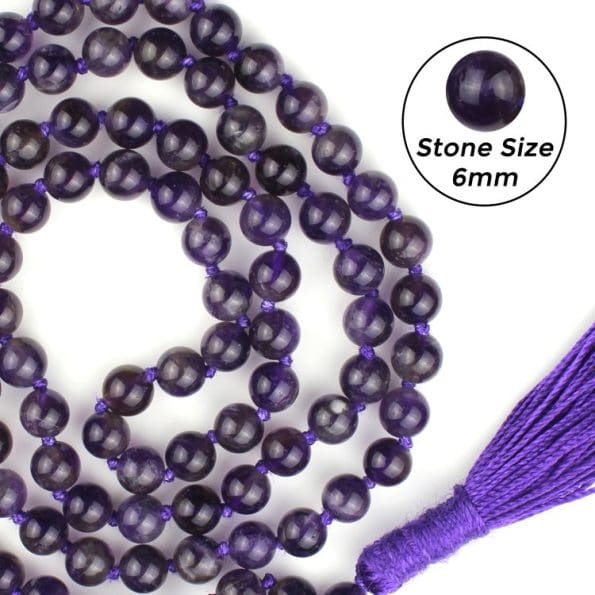 Amethyst Japa Mala With Certificate 6mm Beads Mala
