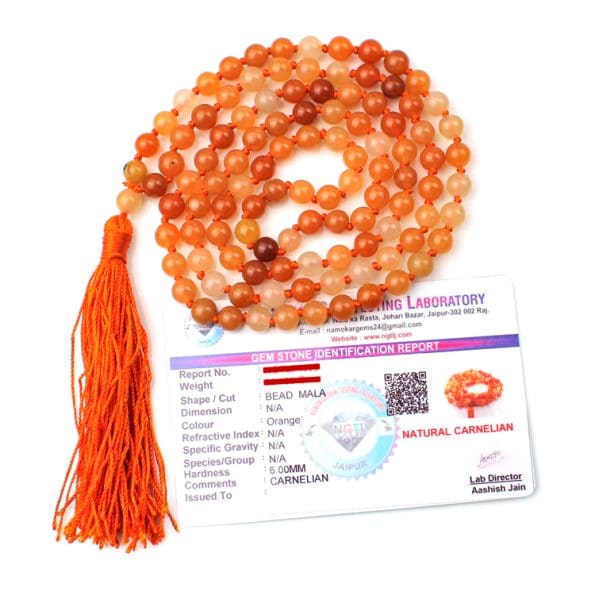 Carnelian Crystal Mala With Certificate - Remedywala