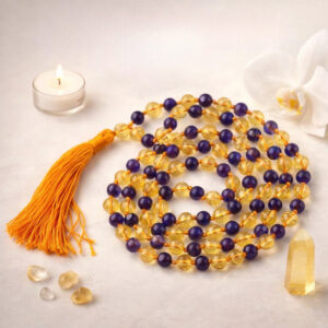 Citrine Amethyst Mala With Certificate 6mm Beads Japa Mala