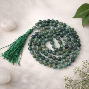 Moss Agate Mala With Certificate 6mm Beads Japa Mala