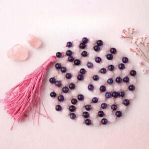 Rose Quartz Amethyst Mala With Certificate 6mm Beads Japa Mala