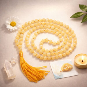 Yellow Calcite Mala With Certificate 6mm Beads Japa Mala