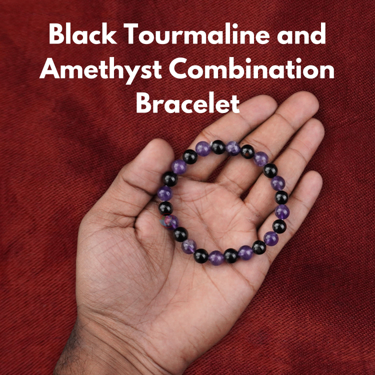 Black Tourmaline and Amethyst Combination Bracelet Remedywala