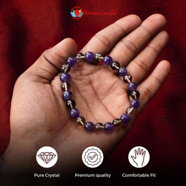 Smoky Quartz and Amethyst Combination Bracelet- Remedywala
