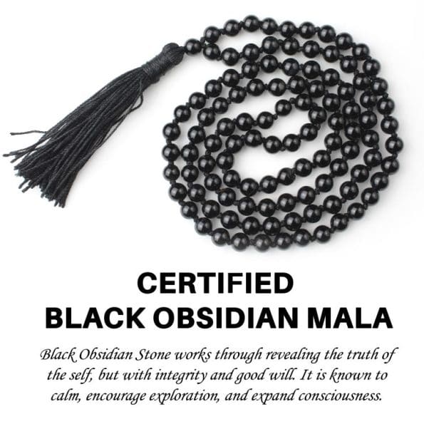 Black Obsidian Mala With Certificate 6mm Beads Japa Mala