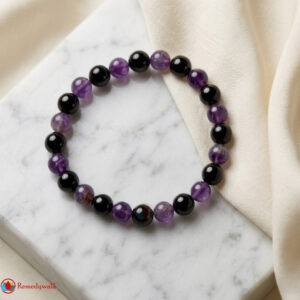 Black Tourmaline and Amethyst Combination Bracelet