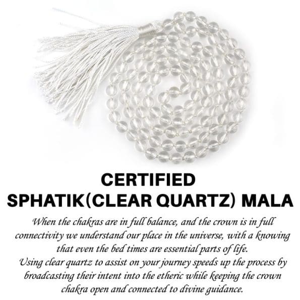 Clear Quartz Mala With Certificate Sphatik Mala 6mm Beads Mala