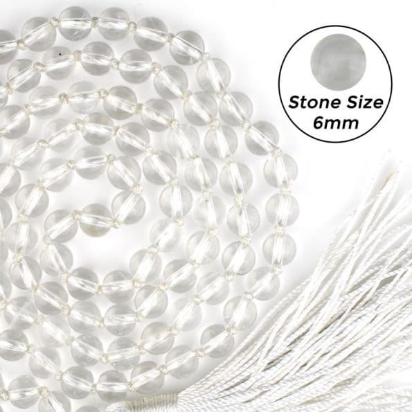 Clear Quartz Mala With Certificate Sphatik Mala 6mm Beads Mala