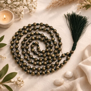Golden Pyrite Mala With Certificate 6mm Beads Japa Mala