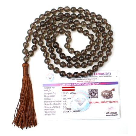 Smoky Quartz Crystal Mala With Certificate - Remedywala