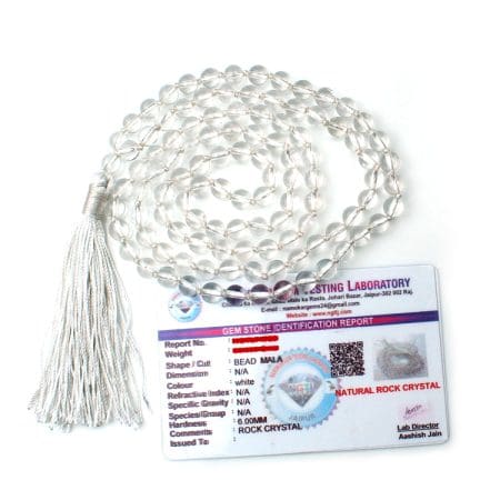 Clear Quartz(Sphatik) Mala With Certificate - Remedywala