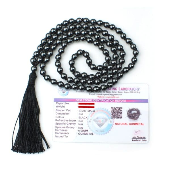 Hematite Crystal Mala With Certificate - Remedywala
