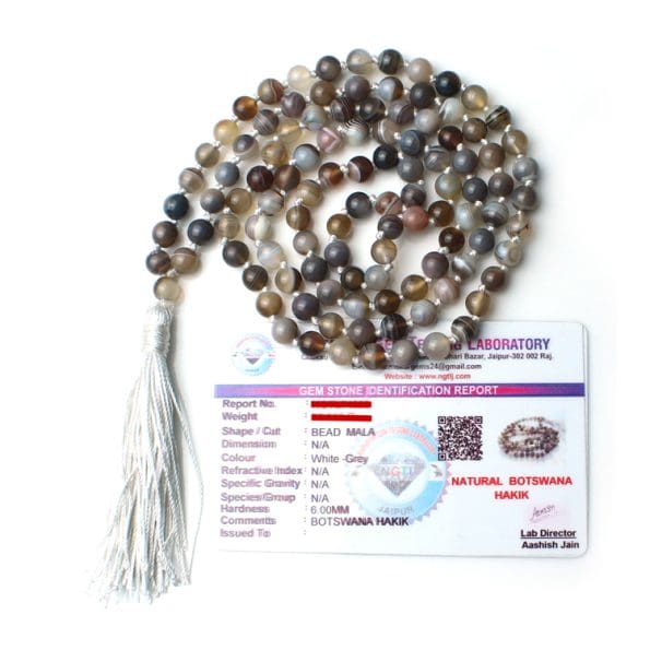 Botswana Agate Crystal mala With Certificate - Remedywala
