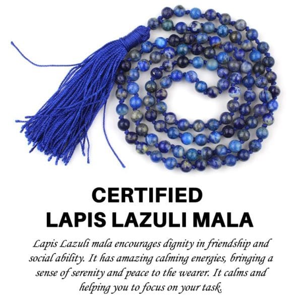 Lapis Lazuli Mala With Certificate 6mm Beads Japa Mala