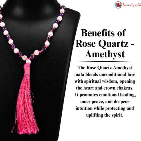 Rose Quartz Amethyst Mala With Certificate 6mm Beads Japa Mala