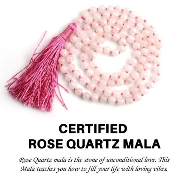 Rose Quartz Mala With Certificate 6mm Beads Japa Mala