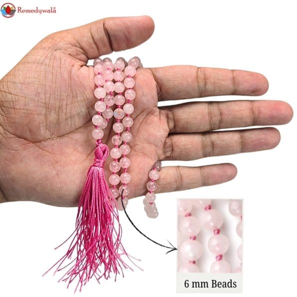 Rose Quartz Mala With Certificate 6mm Beads Japa Mala
