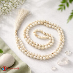 White Agate Mala With Certificate 6mm Beads Japa Mala