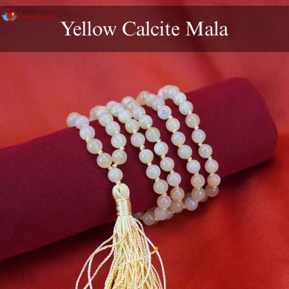 Yellow Calcite Mala With Certificate 6mm Beads Japa Mala