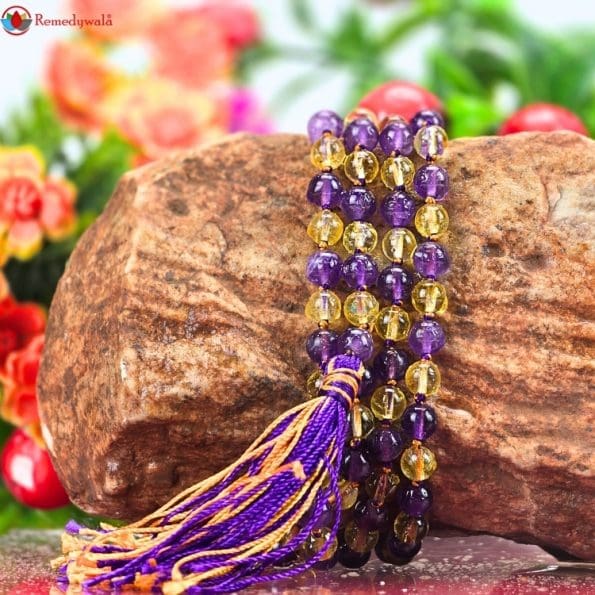 Yellow Calcite Mala With Certificate 6mm Beads Japa Mala