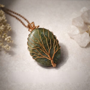 Labradorite Oval Shaped Tree Of Life Pendant