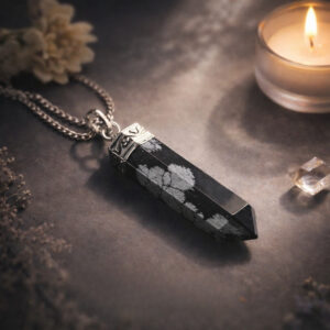 Snowflake Obsidian Pencil Pendant