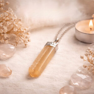 Orange Selenite Pencil Pendant