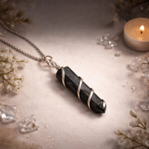 Hematite Wire Wrapped Pencil Pendant