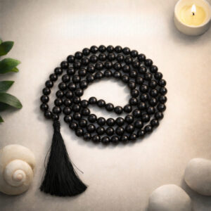 Black Obsidian Transparent 10mm Mala With Certificate