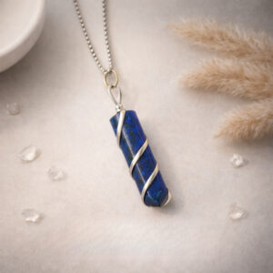 Lapis Lazuli Wire Wrapped Pencil Pendant