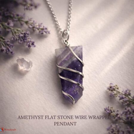 Amethyst Flat Stone Wire Wrapped Pendant