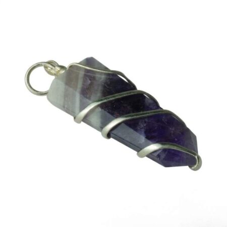 Amethyst Flat Stone Wire Wrapped Pendant