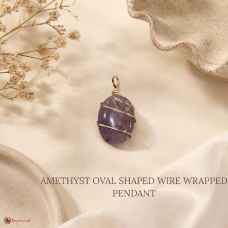 Amethyst Oval Shaped Wire Wrapped Pendant