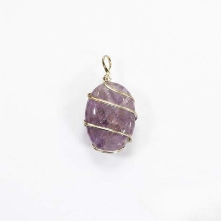 Amethyst Oval Shaped Wire Wrapped Pendant