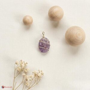 Amethyst Oval Shaped Wire Wrapped Pendant