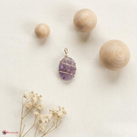 Amethyst Oval Shaped Wire Wrapped Pendant