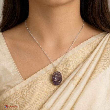 Amethyst Oval Shaped Wire Wrapped Pendant