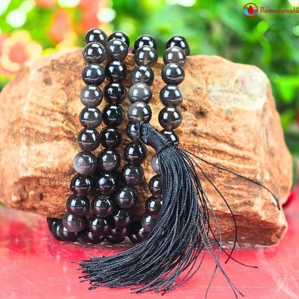Black Obsidian Transparent 10mm Mala With Certificate